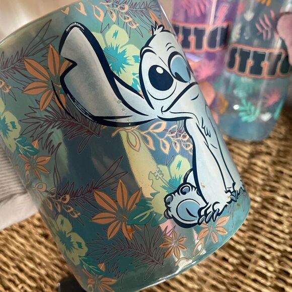 Disney Stitch Lot Hawaiian Plush Drink Tumblers Iridescent Parks Mug - Picture 5 of 14